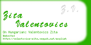 zita valentovics business card